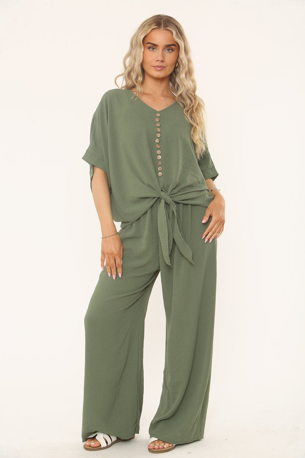 FRONT TIE BUTTON DETAIL CO-ORD SET (15202966929792) (15256091296128)