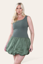 PUFF DETAIL RIB VEST MINI DRESS (8652667584760)
