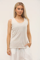 FRILL HEM RIBBED VEST (15213710082432) (15227671314816)