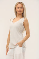 FRILL HEM RIBBED VEST (15213710082432) (15227671314816)