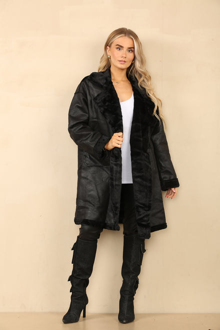 DEMI SHEEP SKIN LONGLLINE JACKET (8738310553848)
