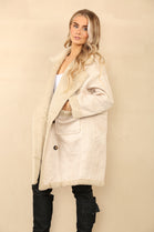 DEMI SHEEP SKIN LONGLLINE JACKET (8738310258936)