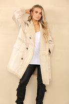 DEMI SHEEP SKIN LONGLLINE JACKET (8738310258936)