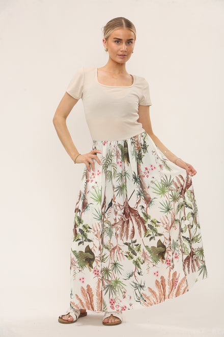 CAPSLEEVE RIBVEST PRINTED DRESS (15221023408512)