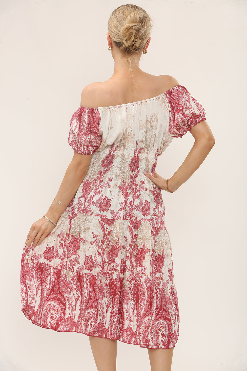 OFF SHOULDER BUTTON DRESS (MIXED COLOUR PACK) (15216937501056)