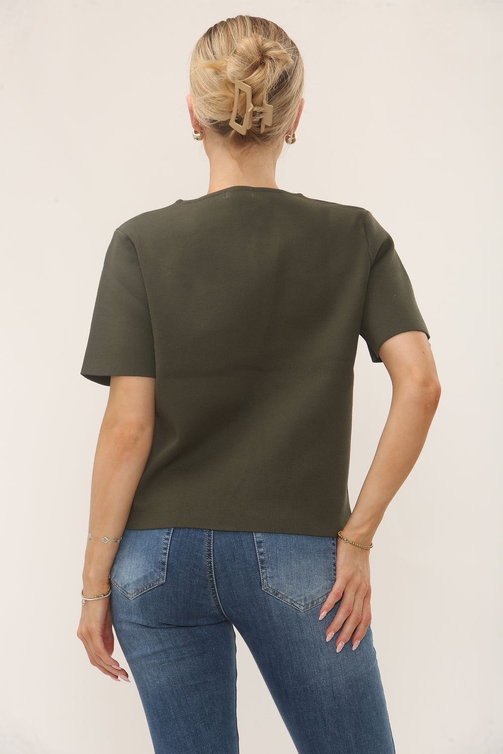 CAP SLEEVE GOLD BUTTON KNIT TOP (15220988215680)