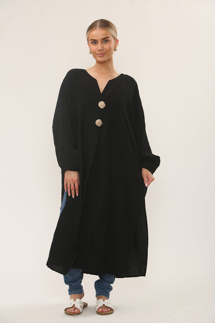 GOLD BUTTON MIDI DRESS (Copy) (15225107808640)
