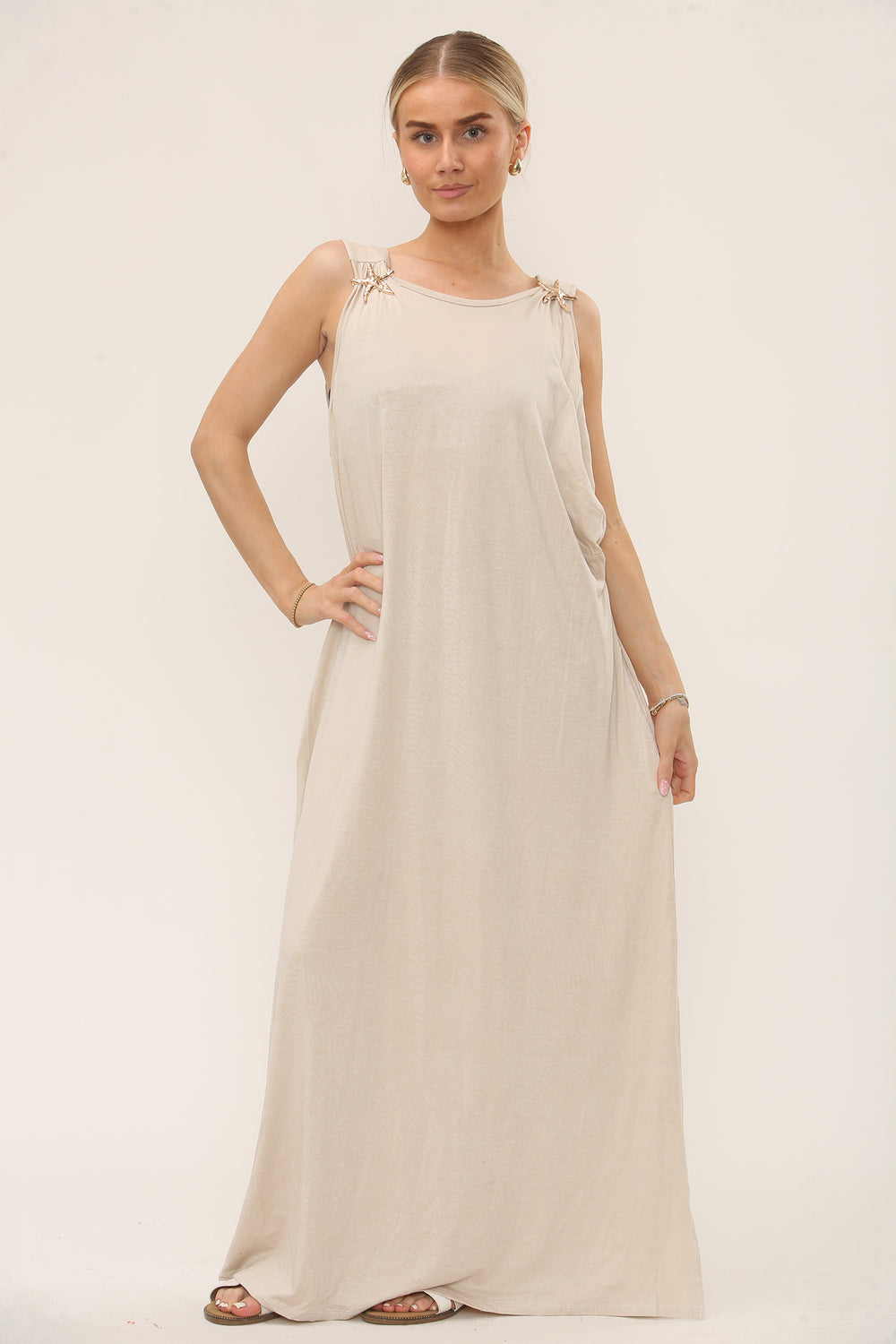 GOLD STAR DETAIL STRAP MAXI (15224684609920)