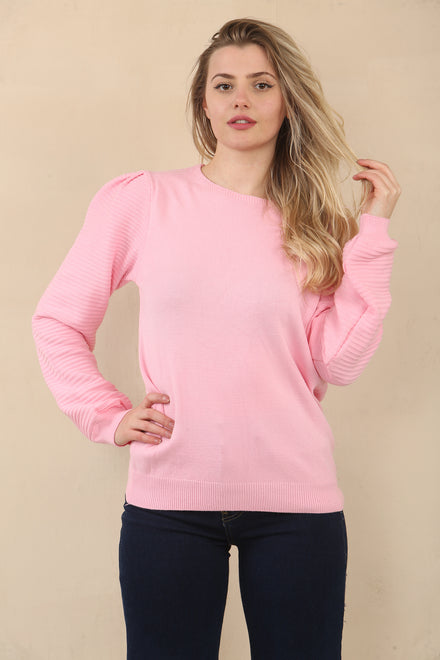 PUFF PATTERN SLEEVE JUMPER (15071088607616)