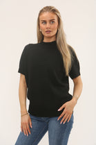 CAP SLEEVE PLAIN KNIT JUMPER (15229595550080)