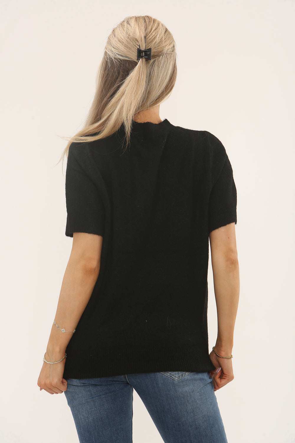 CAP SLEEVE PLAIN KNIT JUMPER (15229595550080)