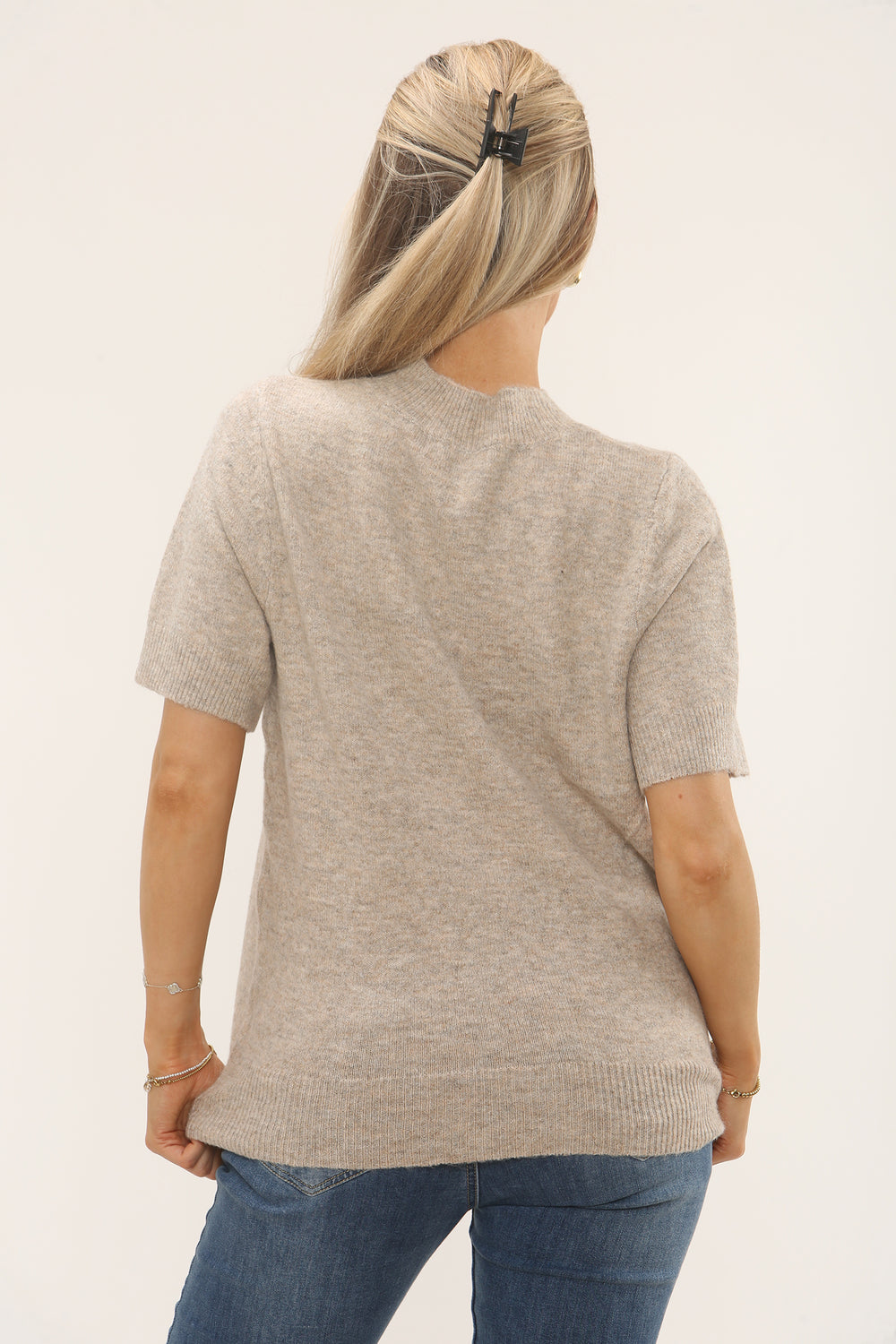 CAP SLEEVE PLAIN KNIT JUMPER (15229570908544)
