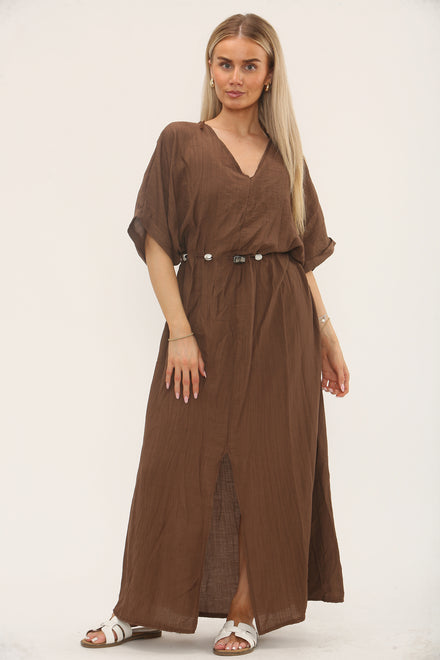 BEADS BELTED CAPSLEEVE MAXI (15229552296320) (15252950647168)