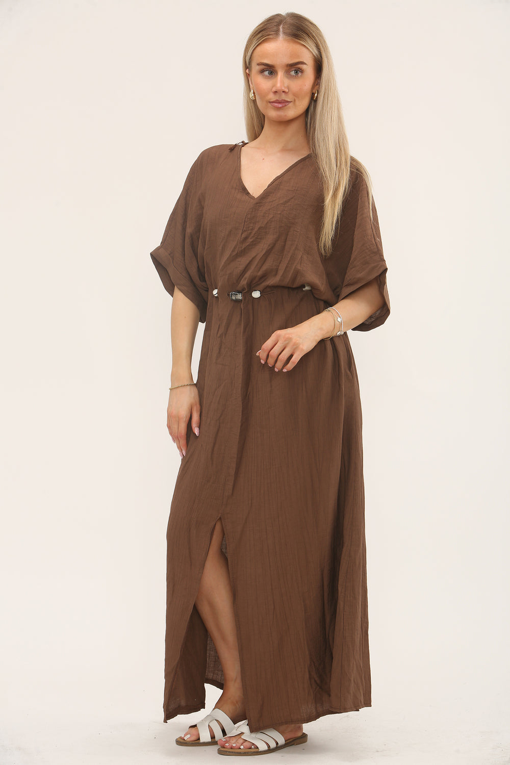 BEADS BELTED CAPSLEEVE MAXI (15229552296320) (15252950647168)