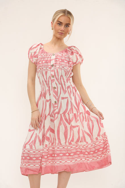 ZEBRA BUTTON DETAIL DRESS(MIXED COLOUR PACK) (15243312464256)