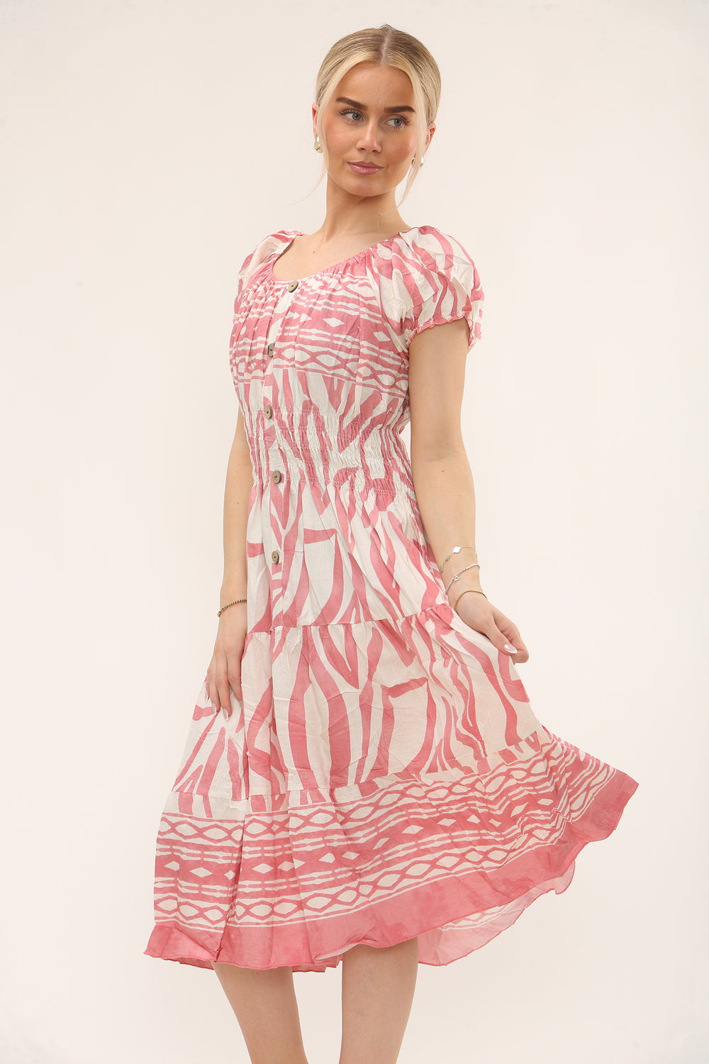 ZEBRA BUTTON DETAIL DRESS(MIXED COLOUR PACK) (15243312464256)