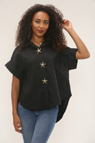 Starfish button detail oversized shirt (15255303815552)