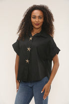 Starfish button detail oversized shirt (15255303815552)