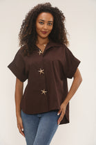 Starfish button detail oversized shirt (15255307813248)