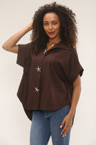 Starfish button detail oversized shirt (15255307813248)