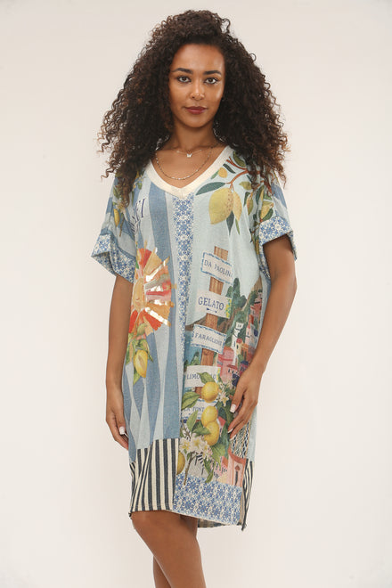 Abstract print glitter tunic (15251519963520)