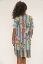 Abstract print glitter tunic (15251519963520)