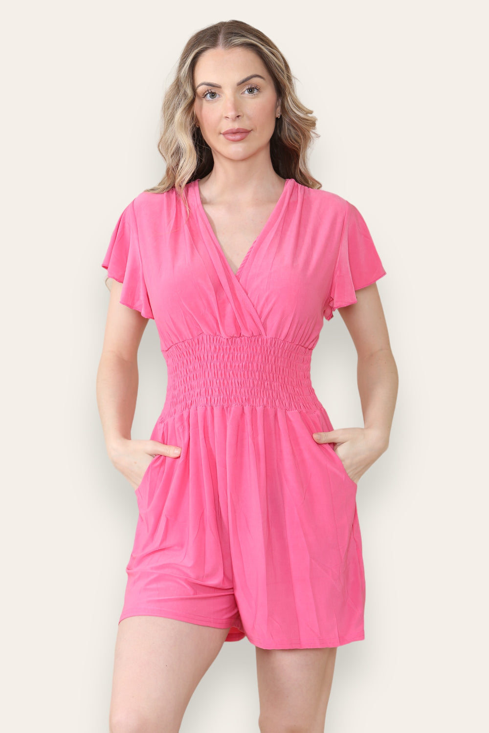 PLAIN GATHERED PLAYSUIT (MIXED COLOUR PACK) (8443787837688)