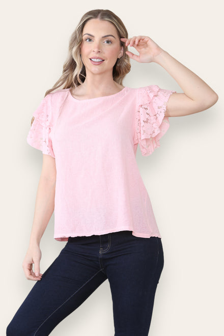 LACE SLEEVE TOP (8443801010424)