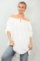 OFF THE SHOULDER OVERSIZED BOW BLOUSE (15130850525568)