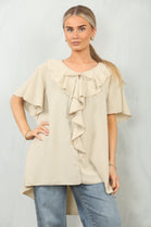 OVERSIZED RUFFLE BLOUSE (15135035785600)