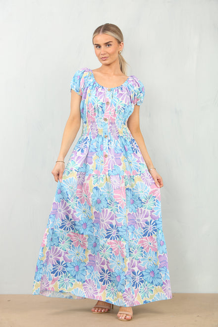 FLORAL BUTTON DETAIL MAXI (MIXED COLOUR PACK) (15128938283392) (15177687564672) (15204907745664) (15222846062976)