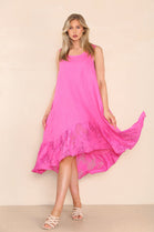 DETAILED LACE LINEN DRESS (8022015639800) (8026645889272)