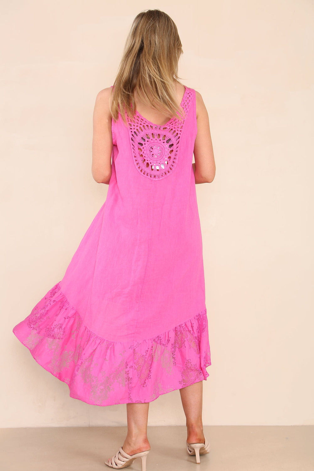 DETAILED LACE LINEN DRESS (8022015639800) (8026645889272)