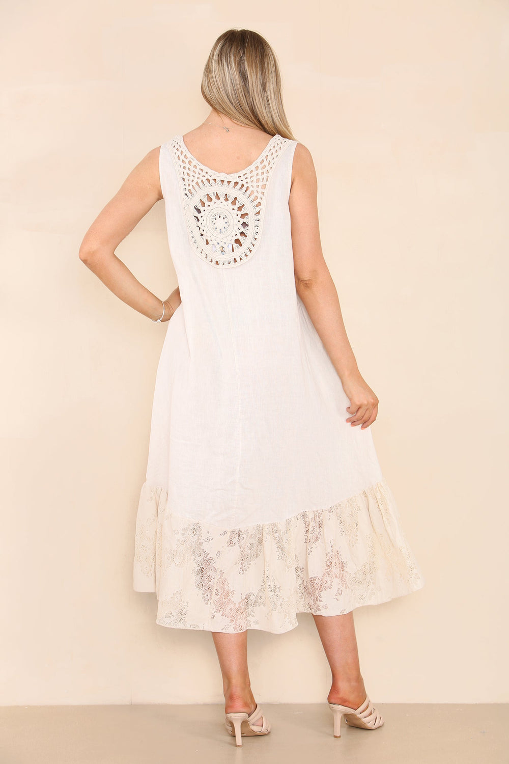 DETAILED LACE LINEN DRESS (8022018621688) (8026679836920)