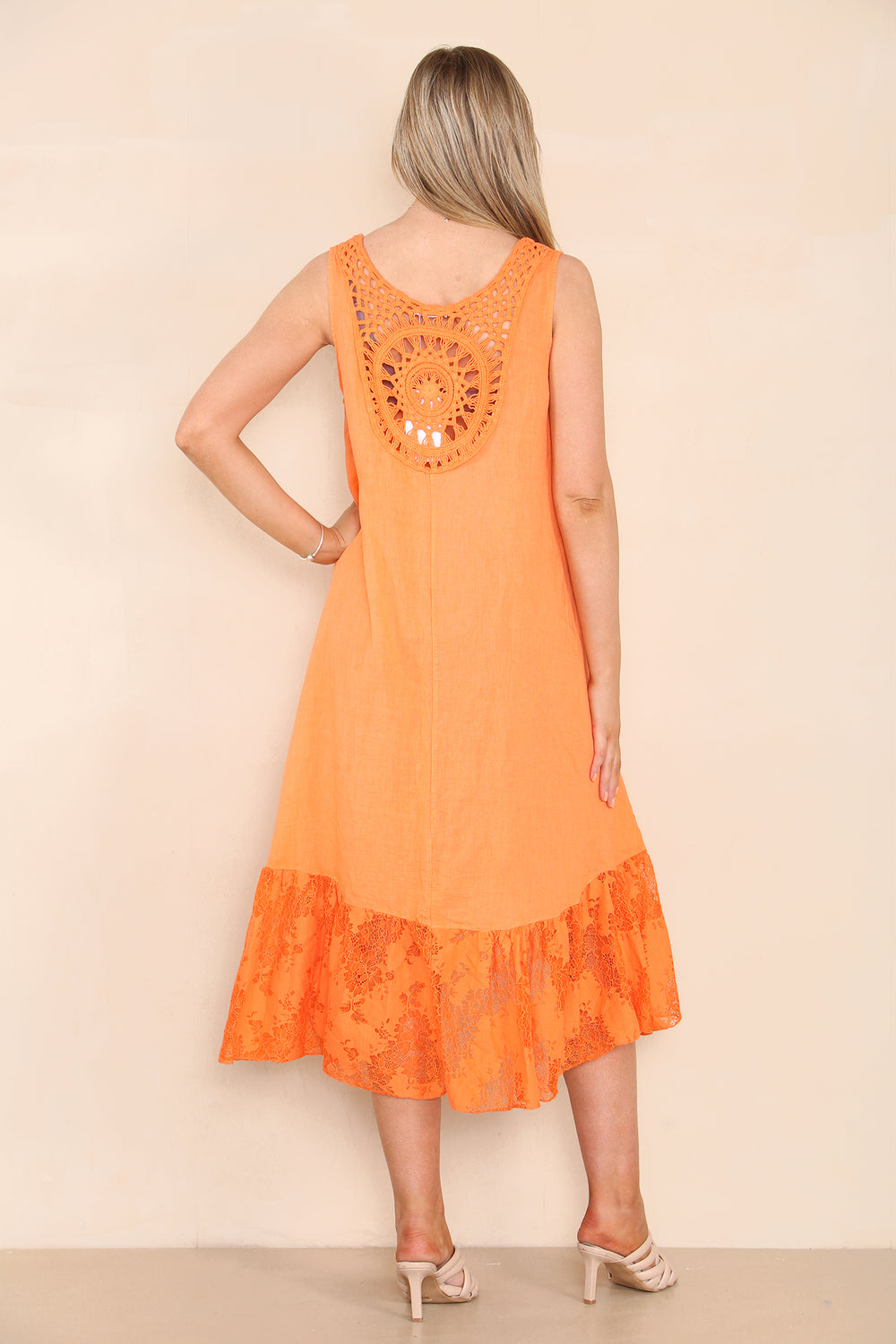 DETAILED LACE LINEN DRESS (8022020096248)