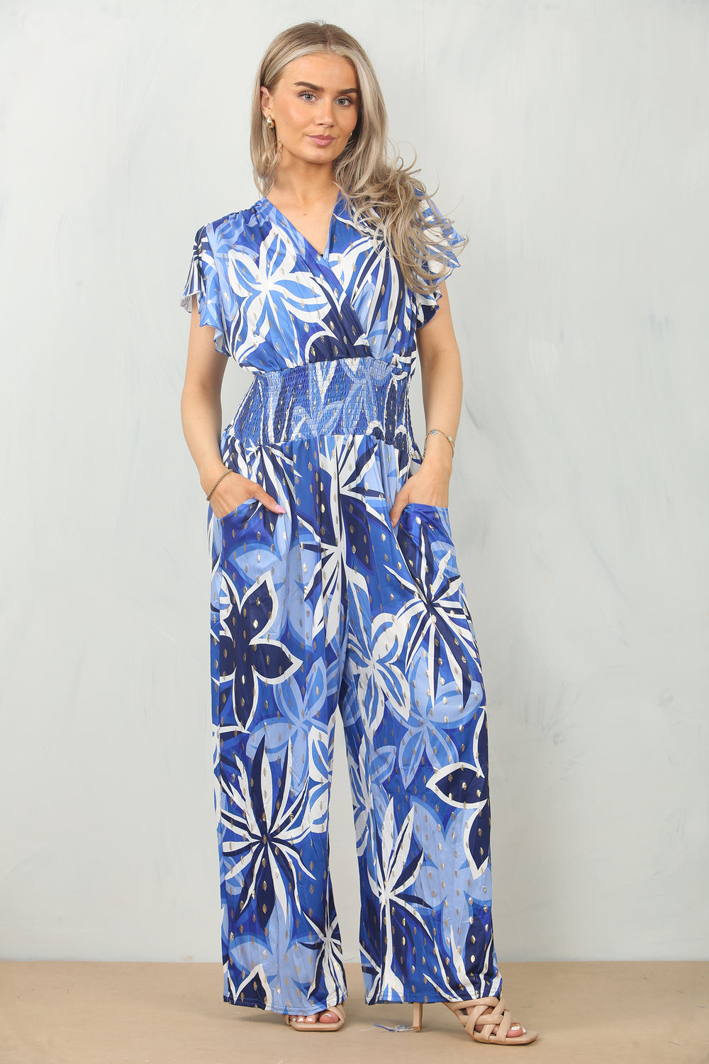 LEAF PRINT GATHERED JUMPSUIT (MIXED COLOUR PACK) (15095666672000)