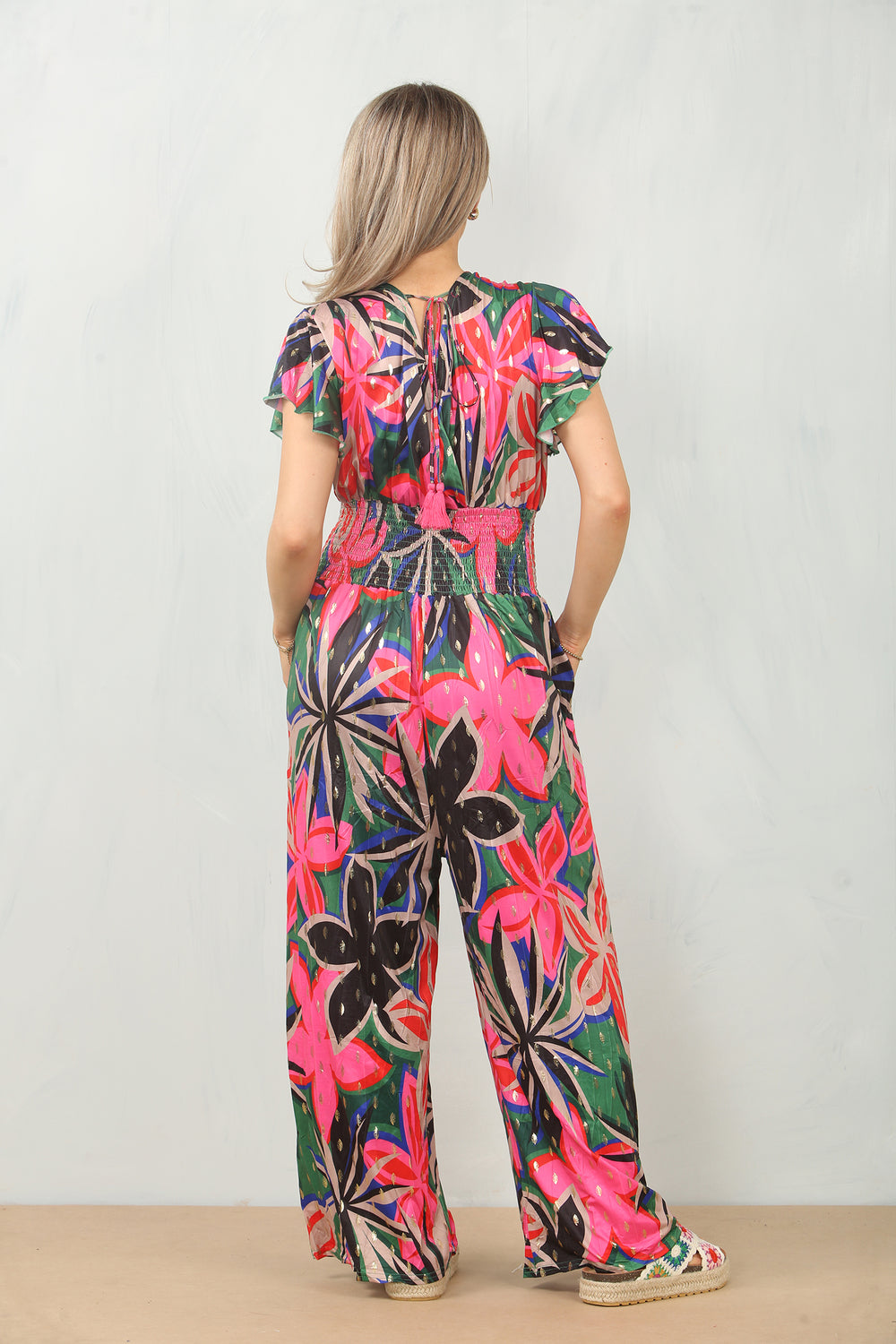 LEAF PRINT GATHERED JUMPSUIT (MIXED COLOUR PACK) (15095666672000)
