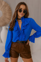 PLEATED RUFFLED SHIRT (7682883715320)