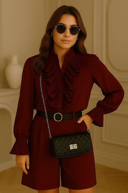 PLEATED RUFFLED SHIRT (Copy) (15273713828224) (15332479992192)