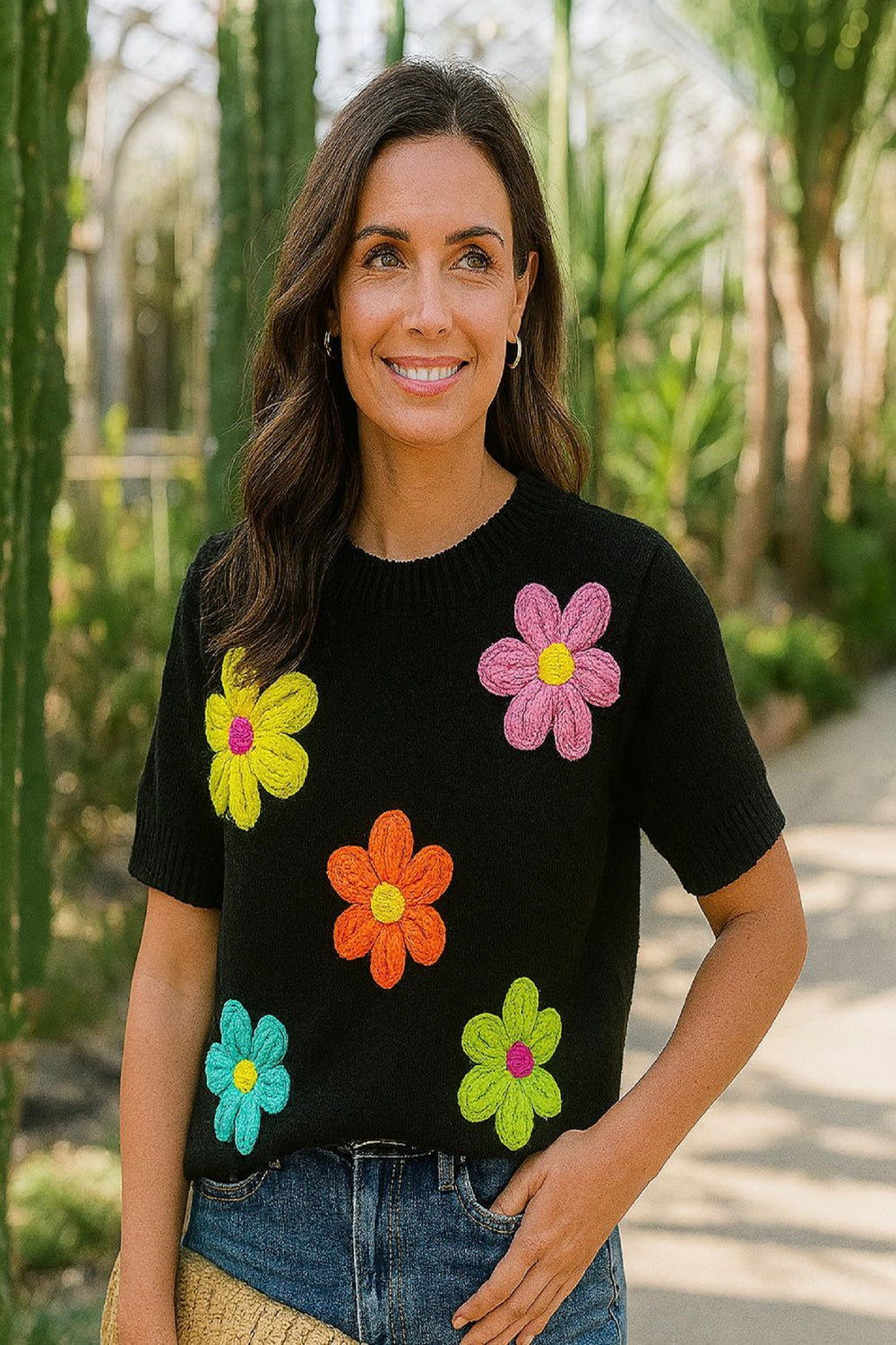 FLORAL 3D CAP SLEEVE JUMPER (15297111458176)