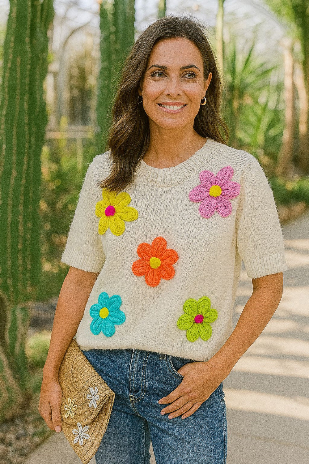 FLORAL 3D CAP SLEEVE JUMPER (15297107100032)