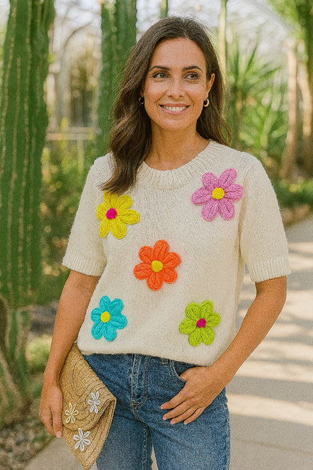 FLORAL 3D CAP SLEEVE JUMPER (15297107100032)