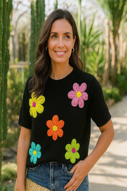 FLORAL 3D CAP SLEEVE JUMPER (15297111458176)