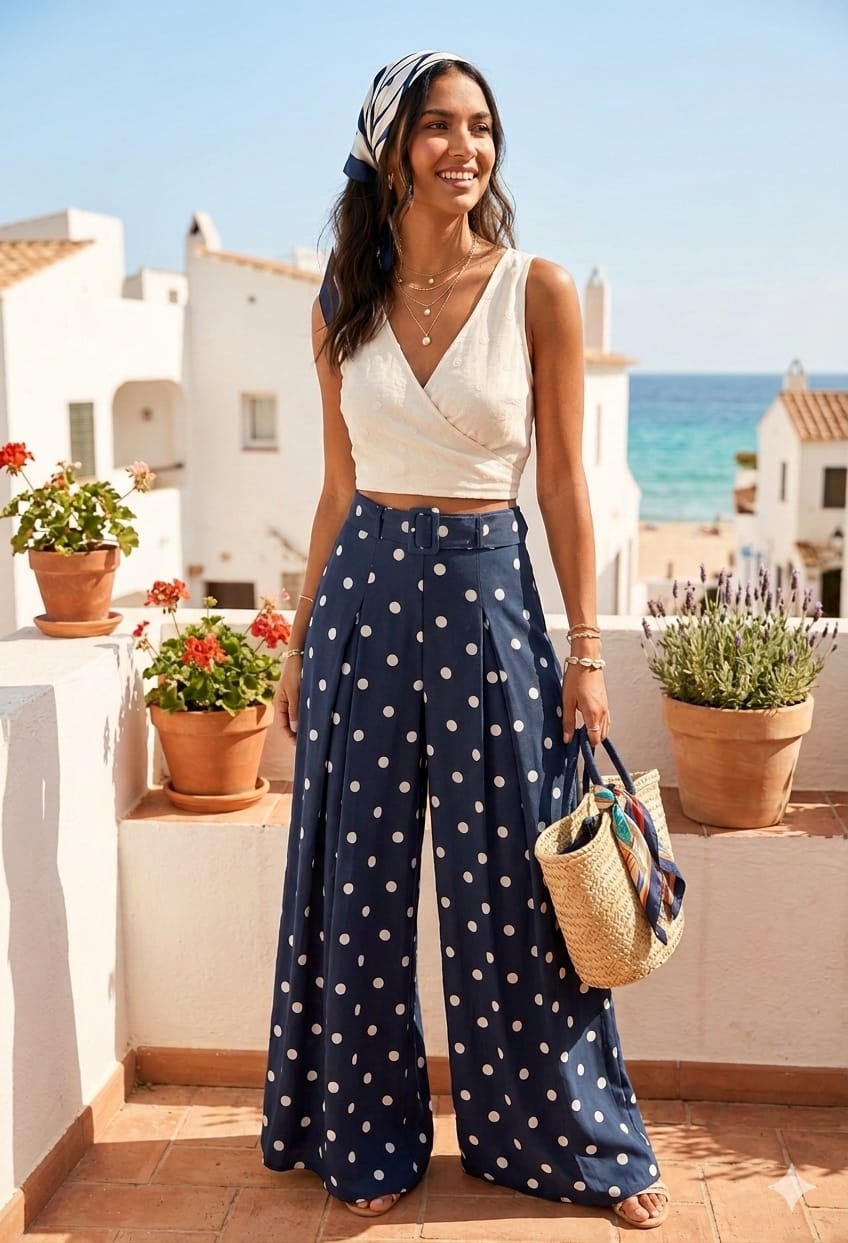 SPOT BELTED TROUSERS