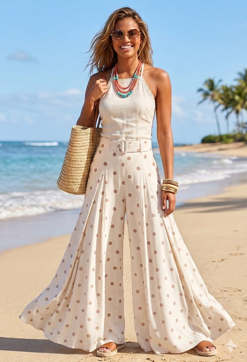 SPOT BELTED TROUSERS