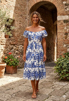 PRINTED OFF SHOULDER MIDI DRESS(MIXED COLOUR PACK)