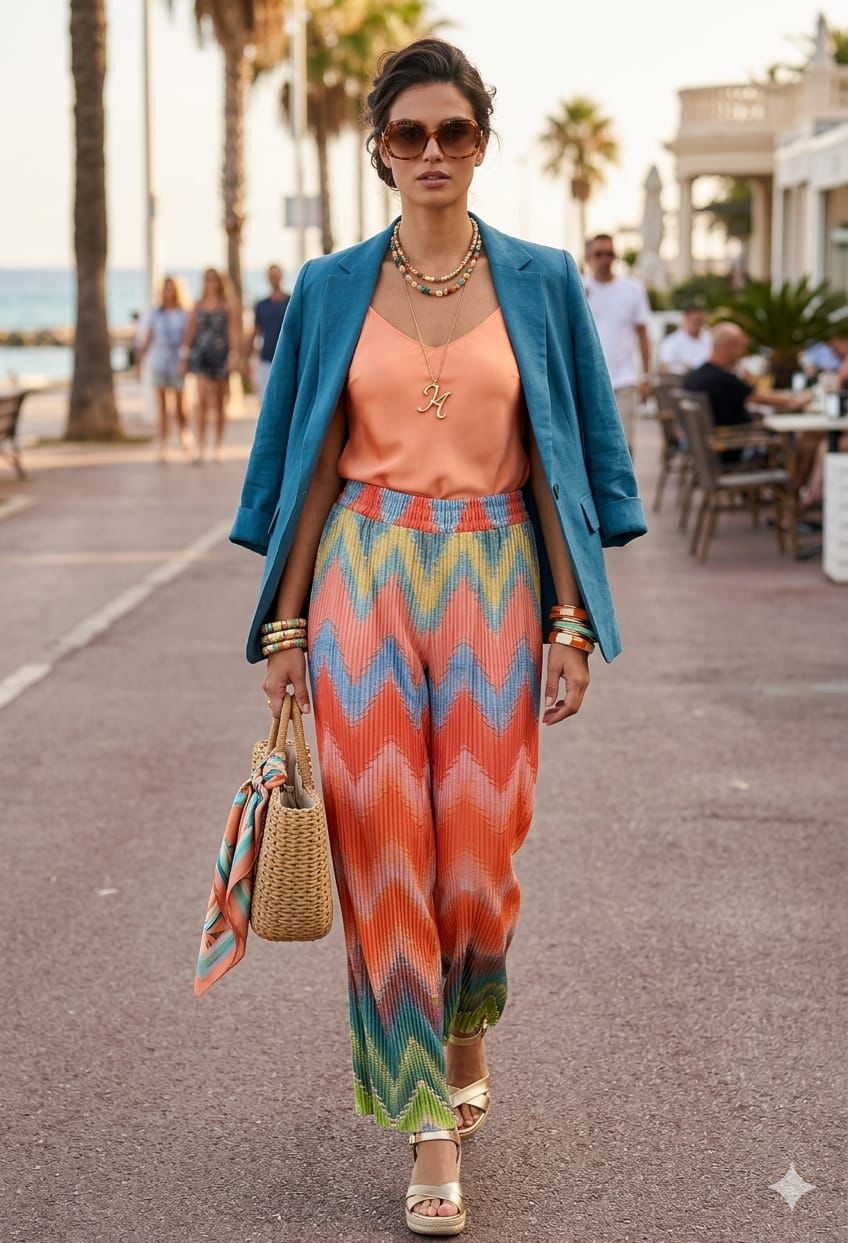 ZIG-ZAG PRINT PLEATED TROUSERS (MIXED COLOUR PACK)
