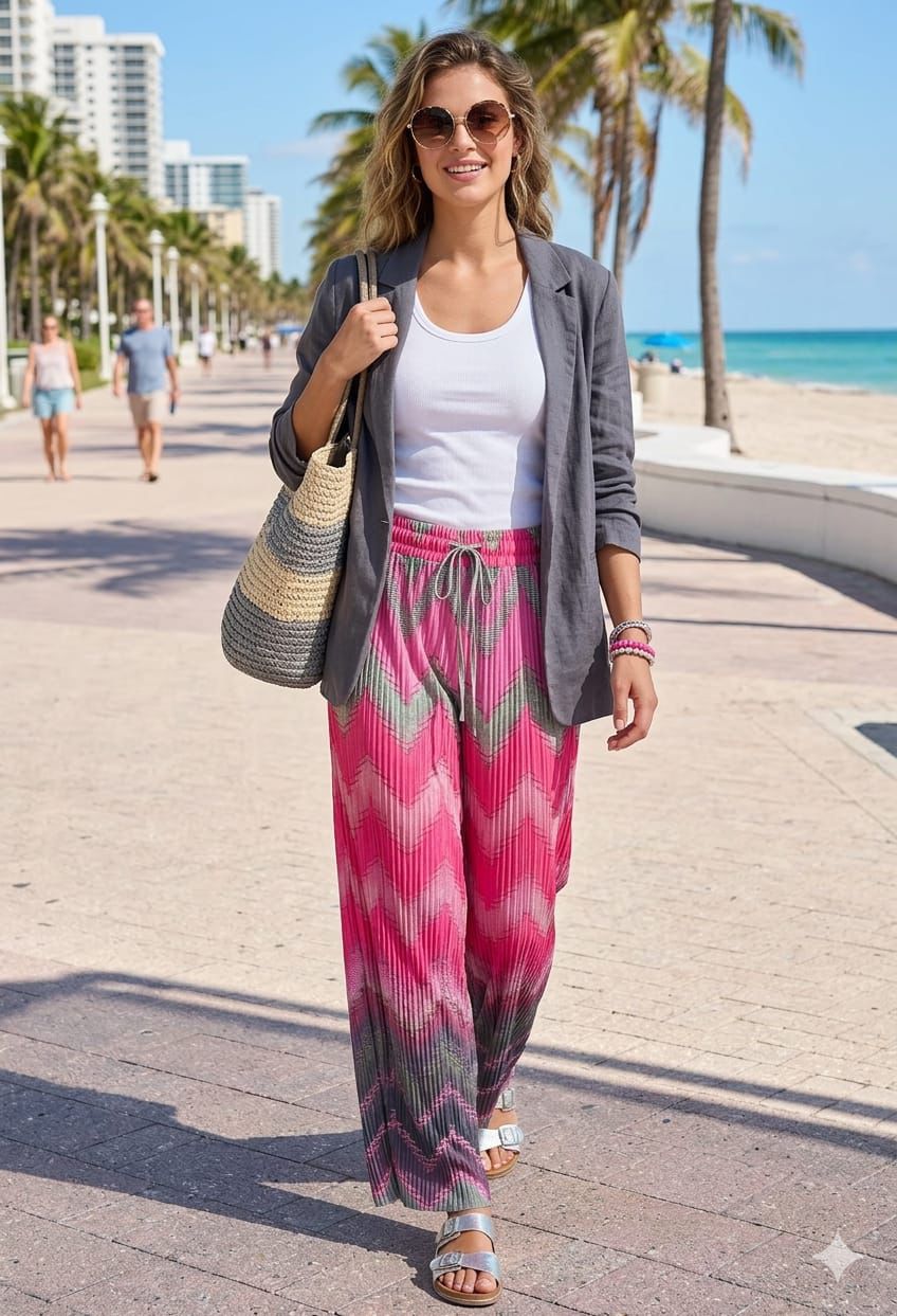 ZIG-ZAG PRINT PLEATED TROUSERS (MIXED COLOUR PACK)