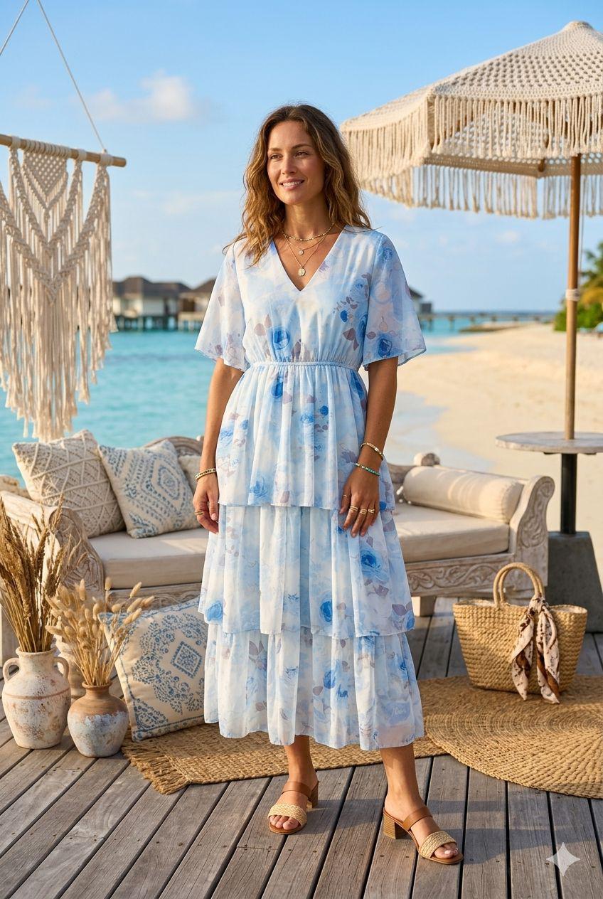 FLORAL TIERED MAXI