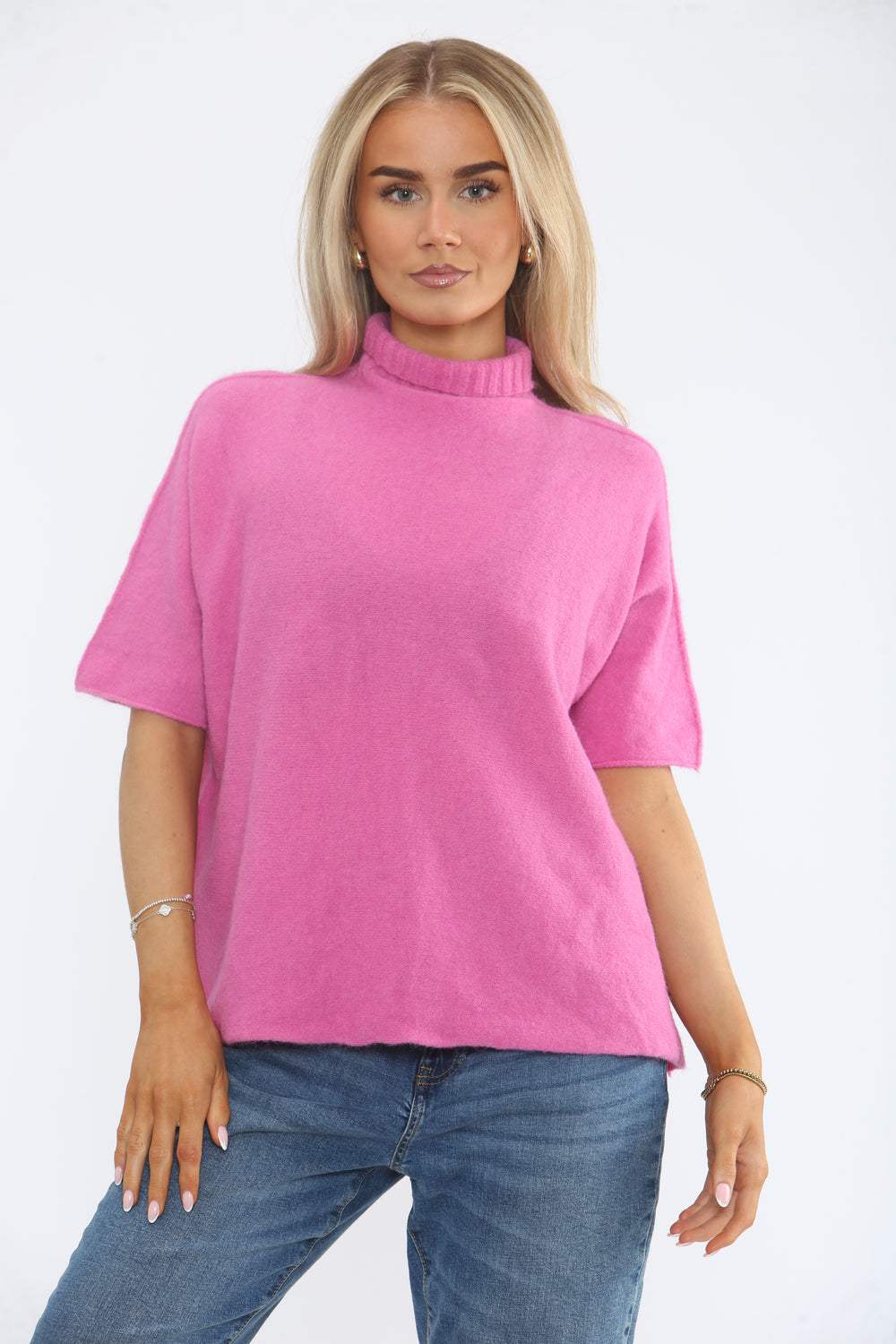 HIGHNECK PLAIN KNIT JUMPER (15368556478848)